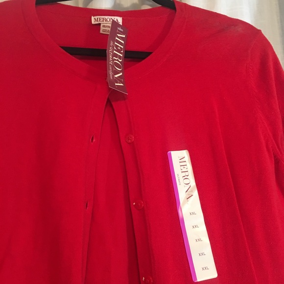 Red button Up Cardigan - Picture 2 of 3
